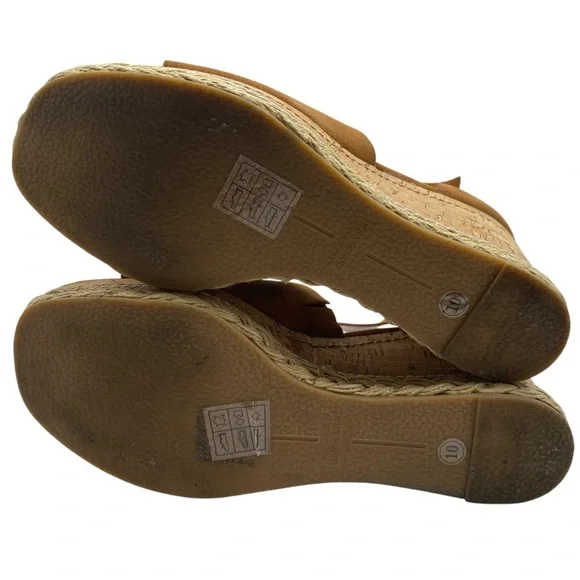 Dolce Vita Womens Shoes Otto Wedge Sandals 10 Brown Suede Leather Platform Chic - Picture 10 of 15